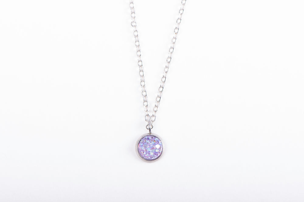 Lilac Druzy Pendant Necklace