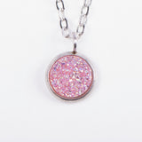 Pink Druzy Pendant Necklace